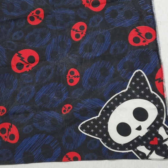 VTG Hot Topic Skelanimals Kit The Cat Square Bandana Scarf Accessory Sz 20"x 20" - Picture 4 of 16